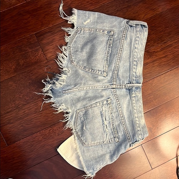Free People Blue Distressed Jean Shorts - Picture 4 of 4